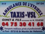 TAXIS-AMBULANCES DE L'EYRIEUX Saint-Martin-de-Valamas